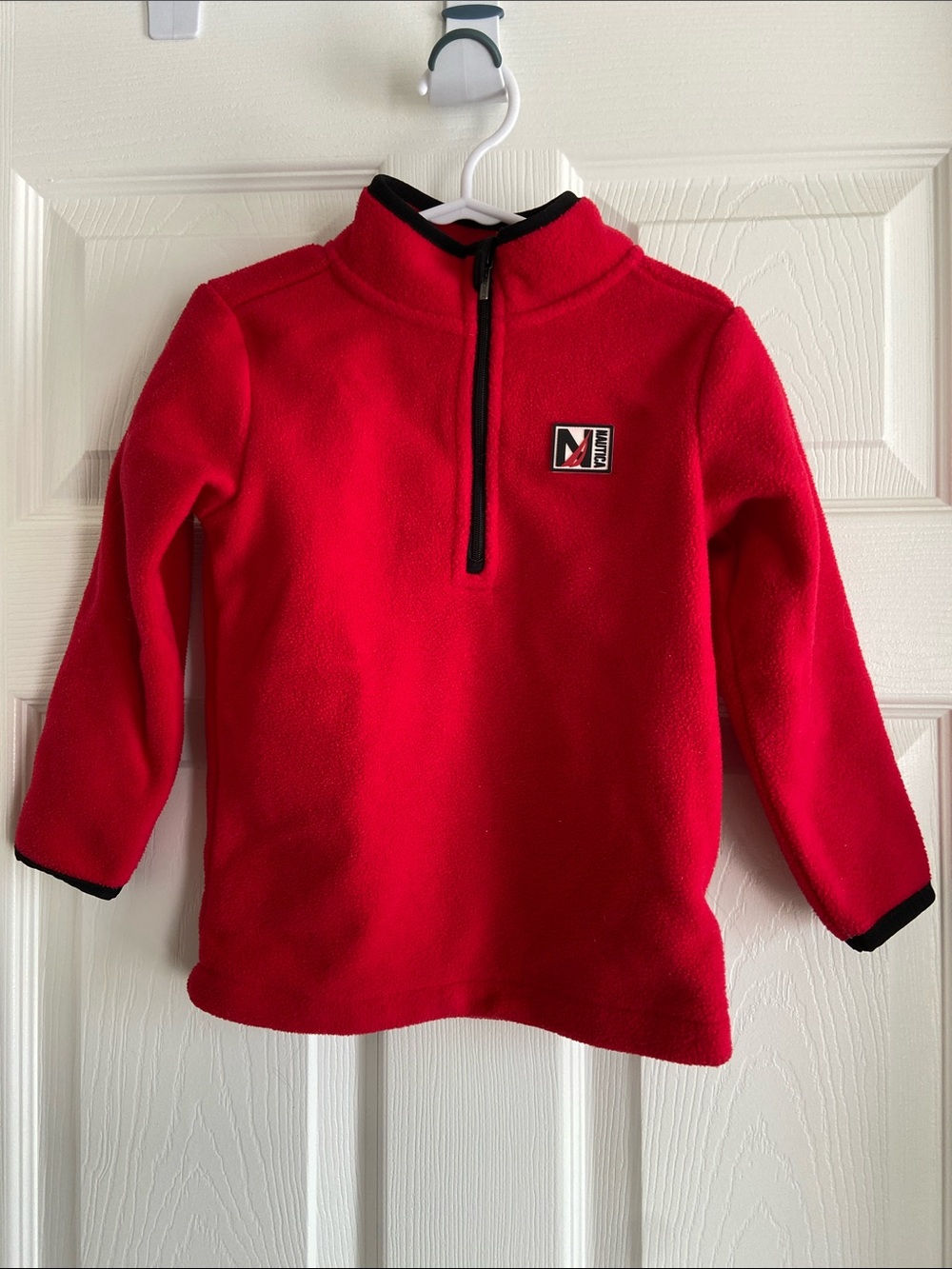 Nautica Red Kids Half-Zip Fleece with Black Trim